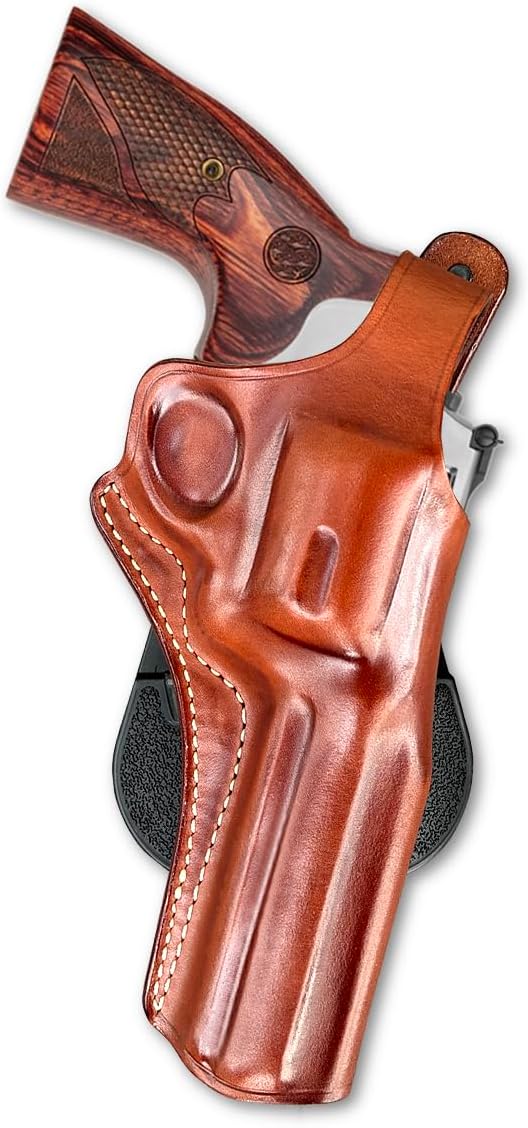 Masc Premium Leather OWB Paddle Holster with Thumb Break Fits, N-Frame 44 Model 629/29 Classic 5-inch, Right Hand Draw, Brown Color #1261#