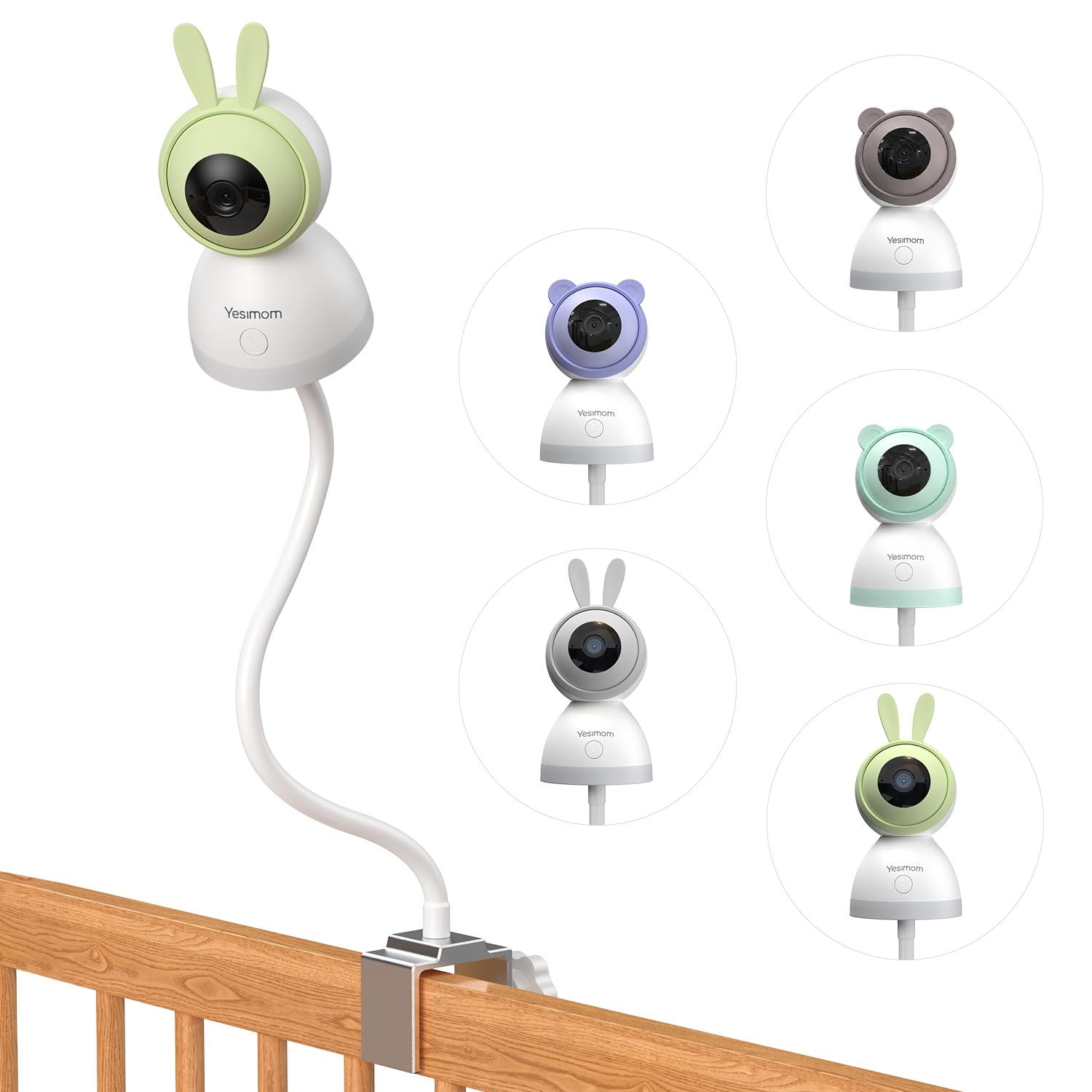 YESIMOM Supporto per Baby Monitor Flessibile, 52 cm con Attacco a Vite 1/4" | Compatibile con YESIMOM 8SM, 8TM e 8TM-Gray; morsetto senza fori per culla e lettino; telecamere con attacco standard 1/4"