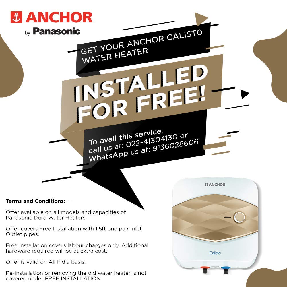 Anchor by Panasonic Calisto 25L Vertical Storage Geyser with Glassline  Inner Tank | BEE 5 Star Rated Water Heater with Advance 4 Level Safety  (Free Installation, 2 Yr. Warranty) : Amazon.in: Sports, Fitness u0026 Outdoors