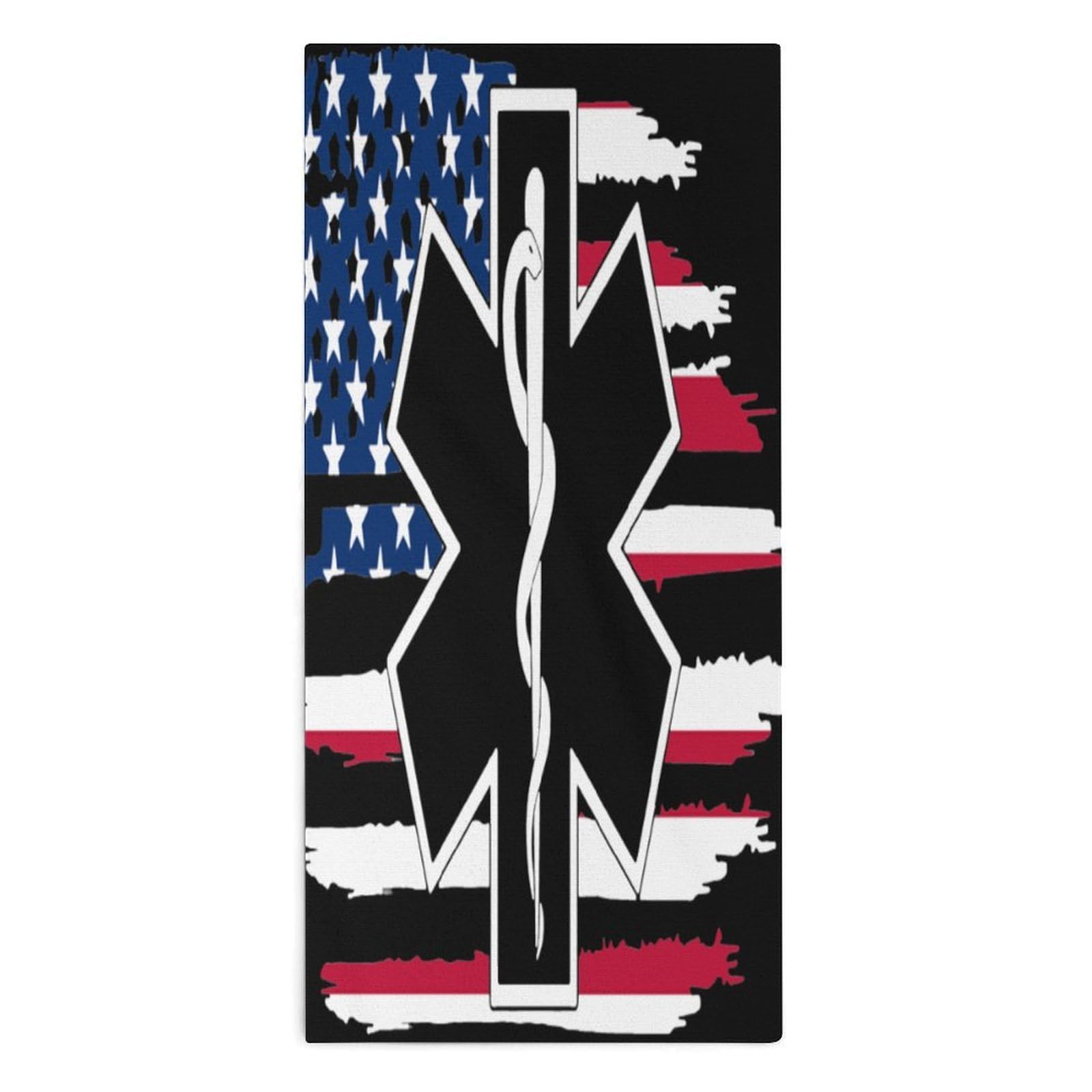 TXFBTRFSA U.S Flag EMS Star of Life EMT Paramedic Medic Hand Towels for Adult Face Towel Bath Beach Swim Accessories