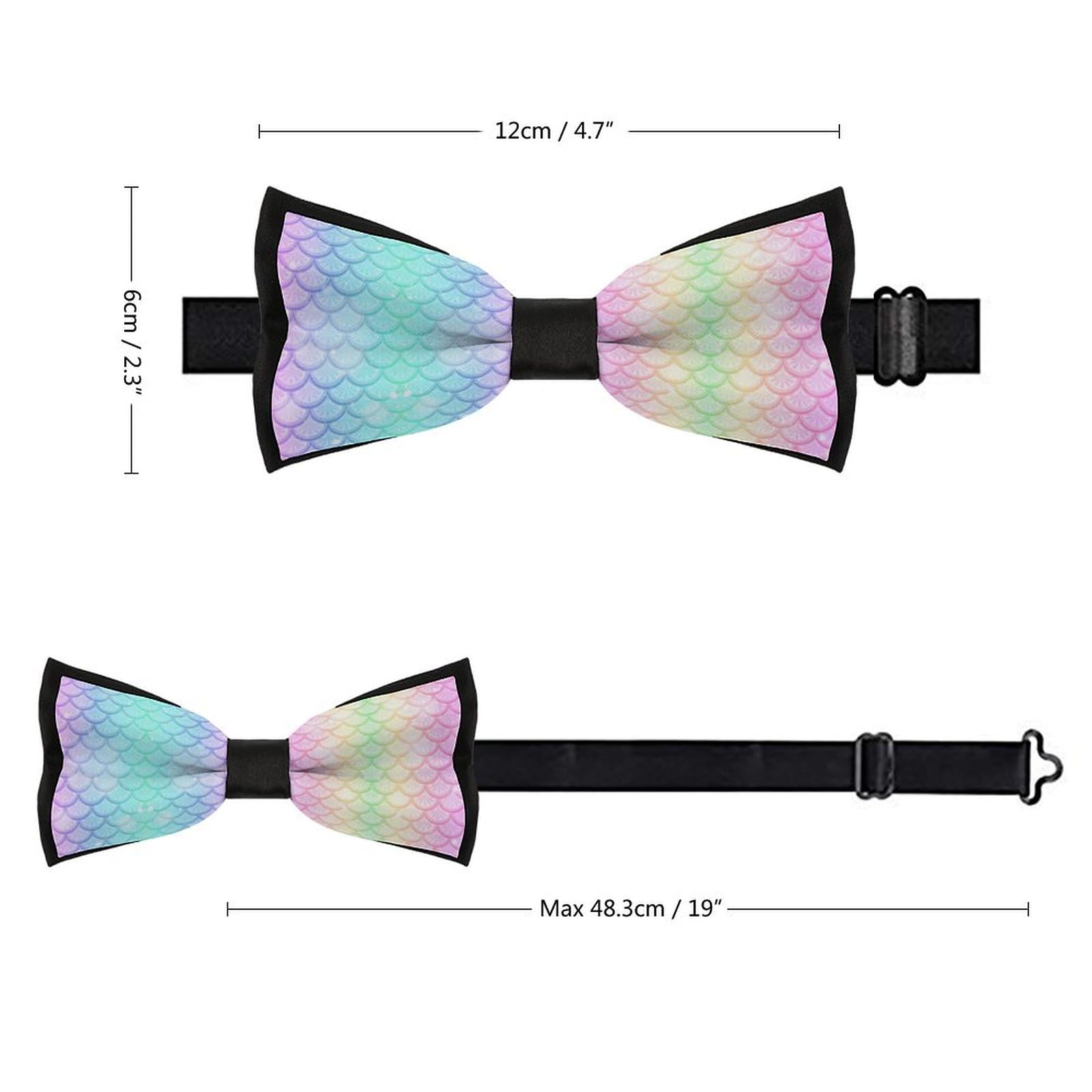 GoasNei Rainbow Mermaid Scale Bow Tie for Men Adjustable Necktie Funny Tie Neck Ties for Weddings Party