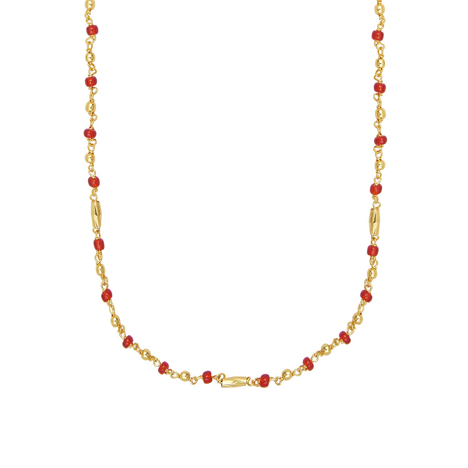 Shining Jewel 22K Long Gold Plated Tradtional Gold Mala Chain Necklace for Women (SJ_2591) (Red) (B07J3JZ988) Amazon Price History, Amazon Price Tracker