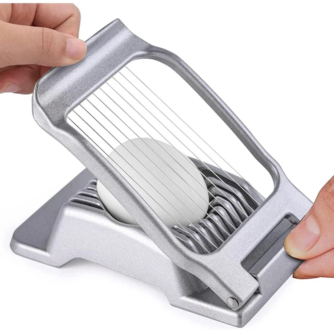 Egg Slicer for Hard Boiled Eggs Egg Cutter Strawberry Slicer Heavy Duty Aluminium Tomato Slicer Stainless Steel Wire Multipurpose Egg Slicer Dicer for Soft Fruit