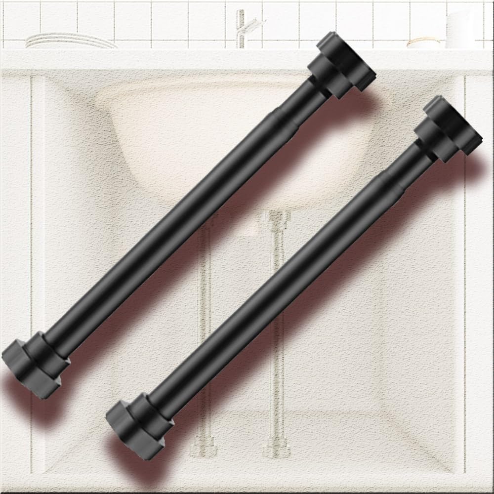 TAJMDGW Sink Support Legs Adjustable, Undermount Basin Brackets Black Furniture Leg, Stainless Steel Support Poles Repair Kit for Kitchen Sink Table
