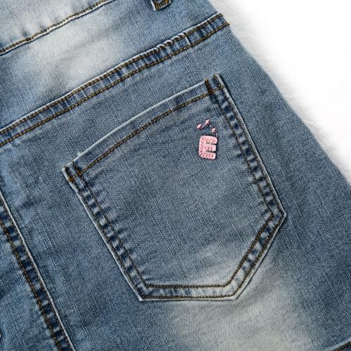 KIDSCOOL SPACE Baby Little Girls Skirt,Ripped Soft Strechy Denim Girls Summer Overalls Dress3