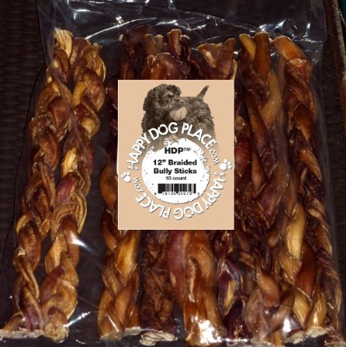 HDP Braided 12" Bully Sticks Low Odor Pack of 10