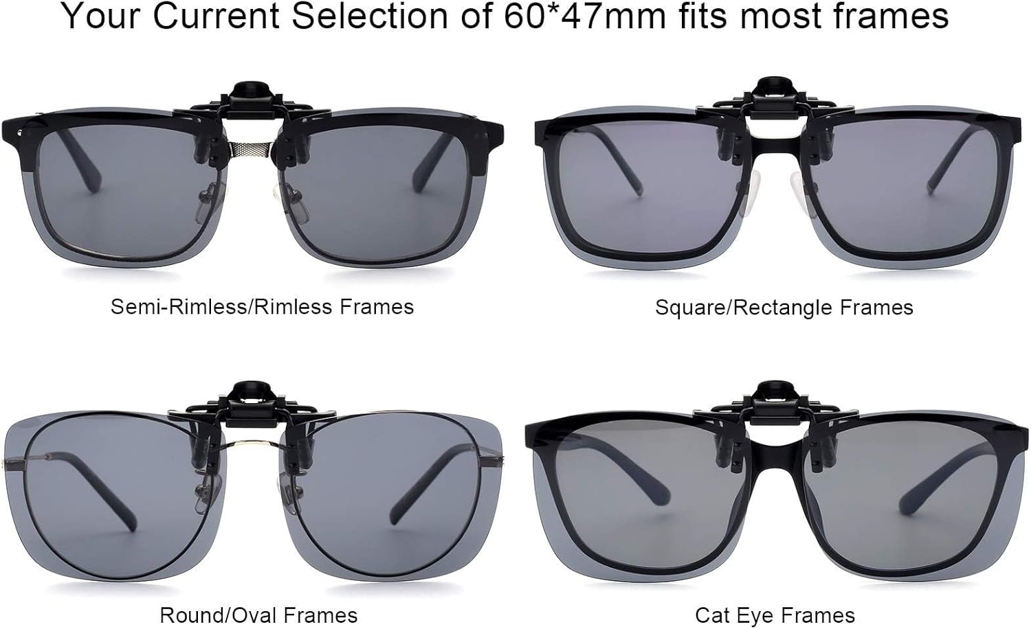 Polarized Clip-on Flip Up Metal Clip Rimless Sunglasses for Prescription Glasses - Image 5
