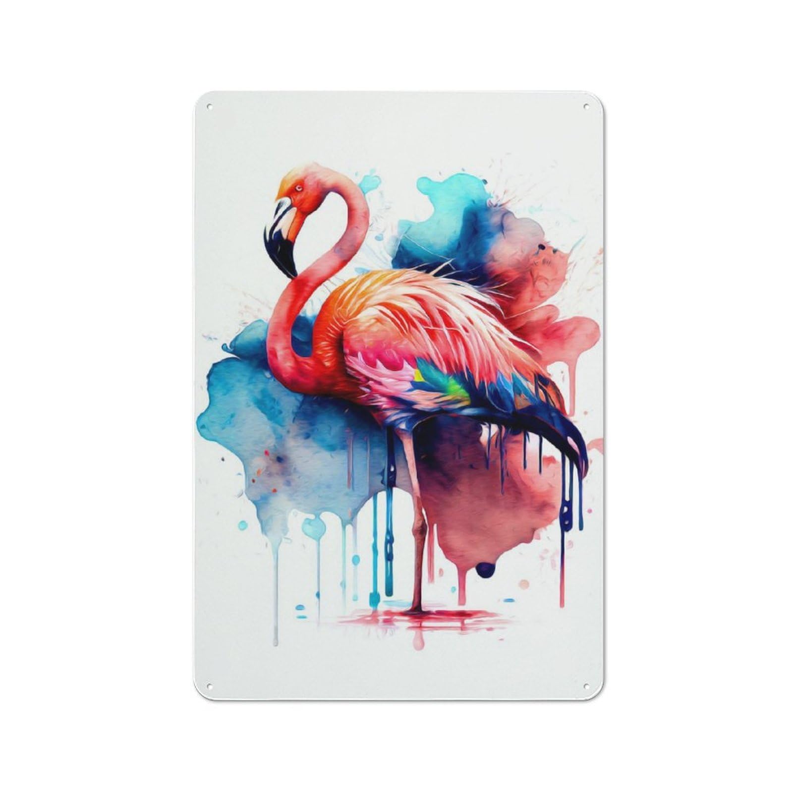 Junmoney Flamingo Vintage Metal Sign With Design 30X20cm, Rustic Bar Wall Plaque For Bar, Kitchen, Garage Or Games Room