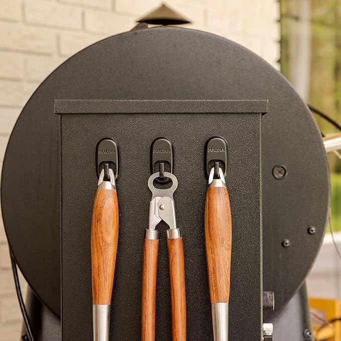 Pellet Smoker Grill Magnetic Hooks 3 Pack - Attach to Pellet Hopper to Hang Your Grilling Utensils and Accessories from - Compatible with Pellet Smokers Like Traeger, Pit Boss, Z Grills, Camp Chef