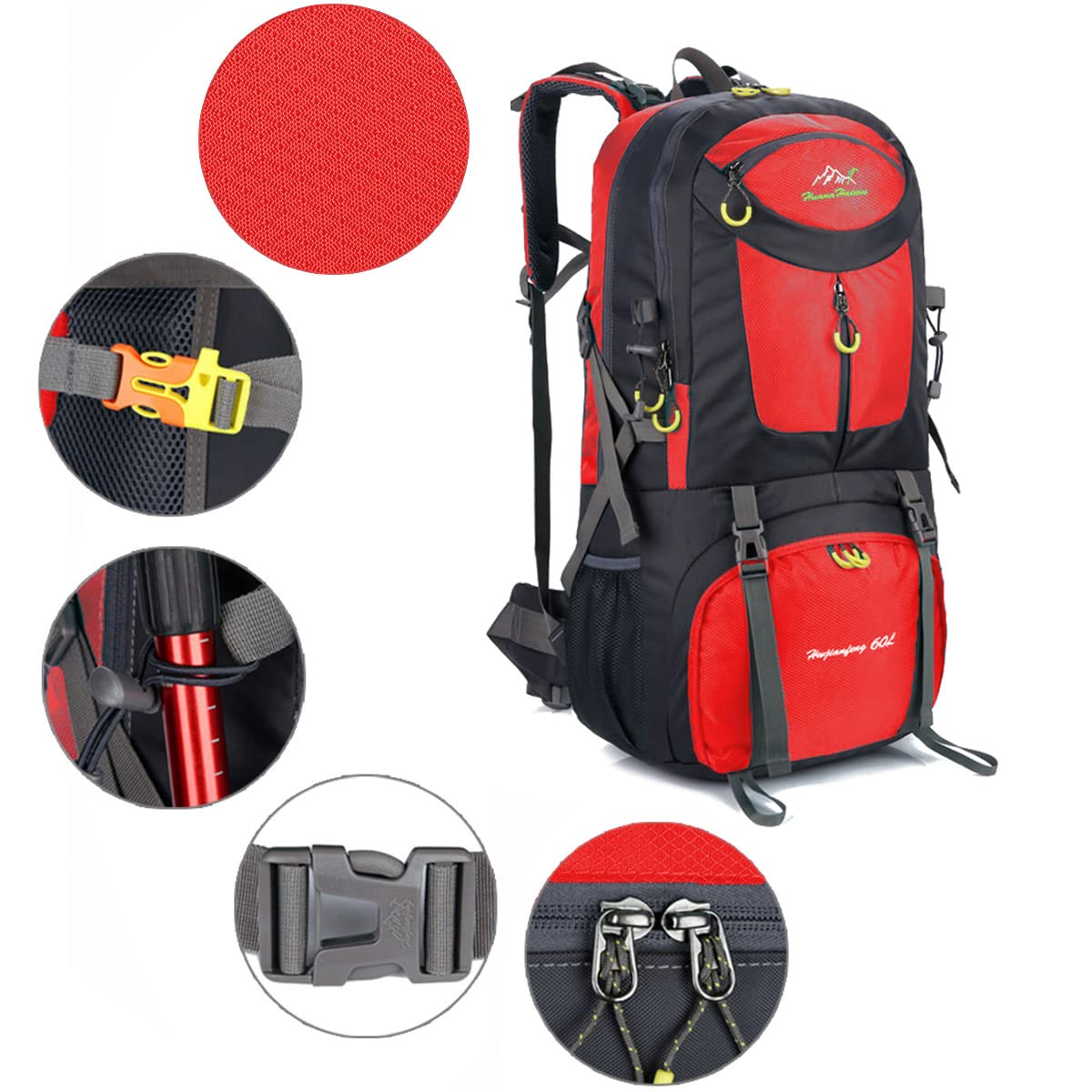 60L Zaino da Ciclismo Impermeabile e Leggero Zaino da Hiking Uomo Donna Zaino da Trekking Zaino da Escursioni Sportivo Viaggio Campeggio