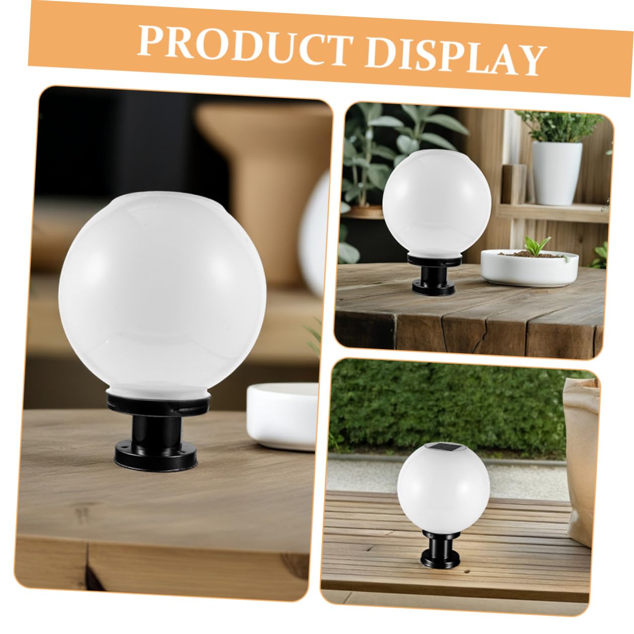 Lampada Solare Sfera Lampione Giardino, Luce da Esterno con Sensore Automatico, Base in Acciaio Inox e Paralume Acrilico per Giardino