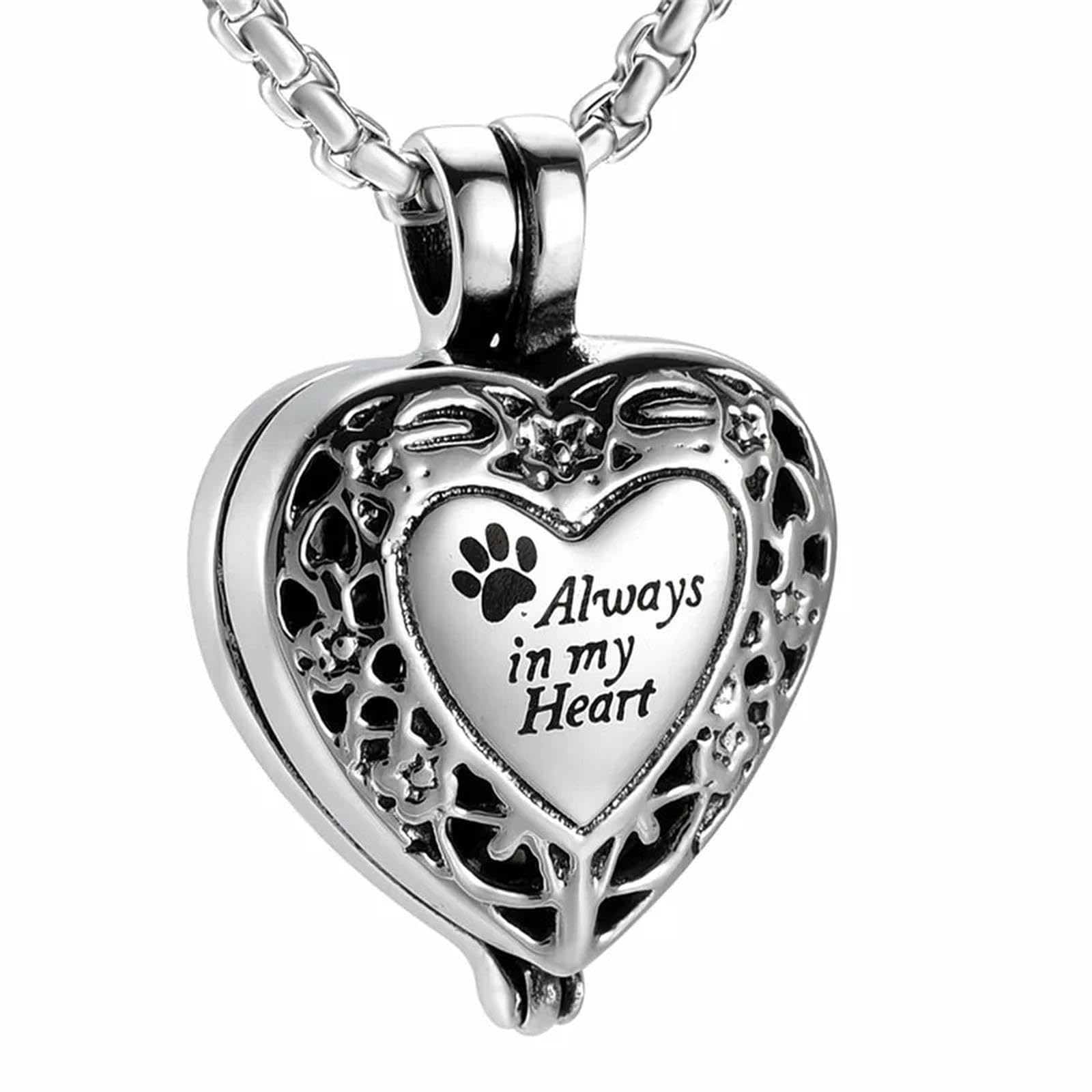 BIAIHQIE Cremation Jewelry Always in My Heart Memorial Urn Necklace for Ashes Perfume Locket Cremation Urns Keepsake Pendant-Necklace_a