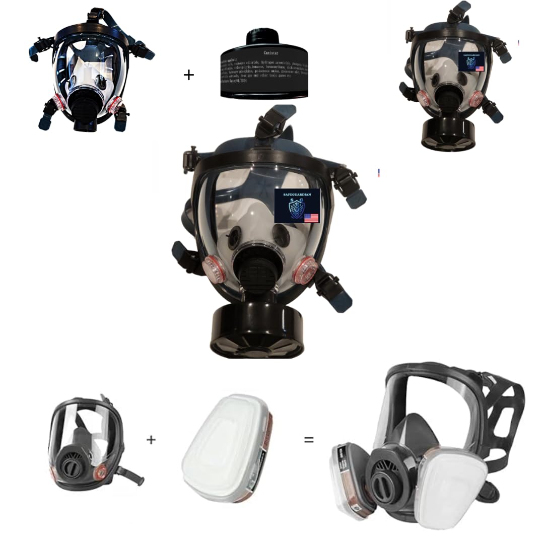 SafeGuardian Gas Mask FM-10 CBRN w/Premium NBC Filter Full Face Respirator Survival & Tactical for Chemical Fumes, Particulates, and Smoke Protection