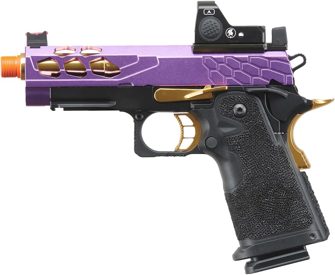 Lancer Tactical STRYK Hi-Capa 4.3 Gas Blowback Airsoft Pistol with Red Dot Mini Sight (Black/Purple)