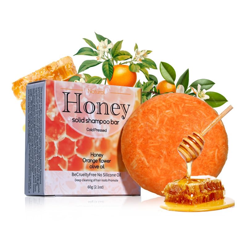 YouMedi Honey Shampoo Bar for Deep Cleaning, Hydrating & Moisturizing Dry Hair, Natural Solid Soap Shampoo Bar for Hair with Honey, Shea Butter and Olive Oil, For All Hair Types, 2.1oz
