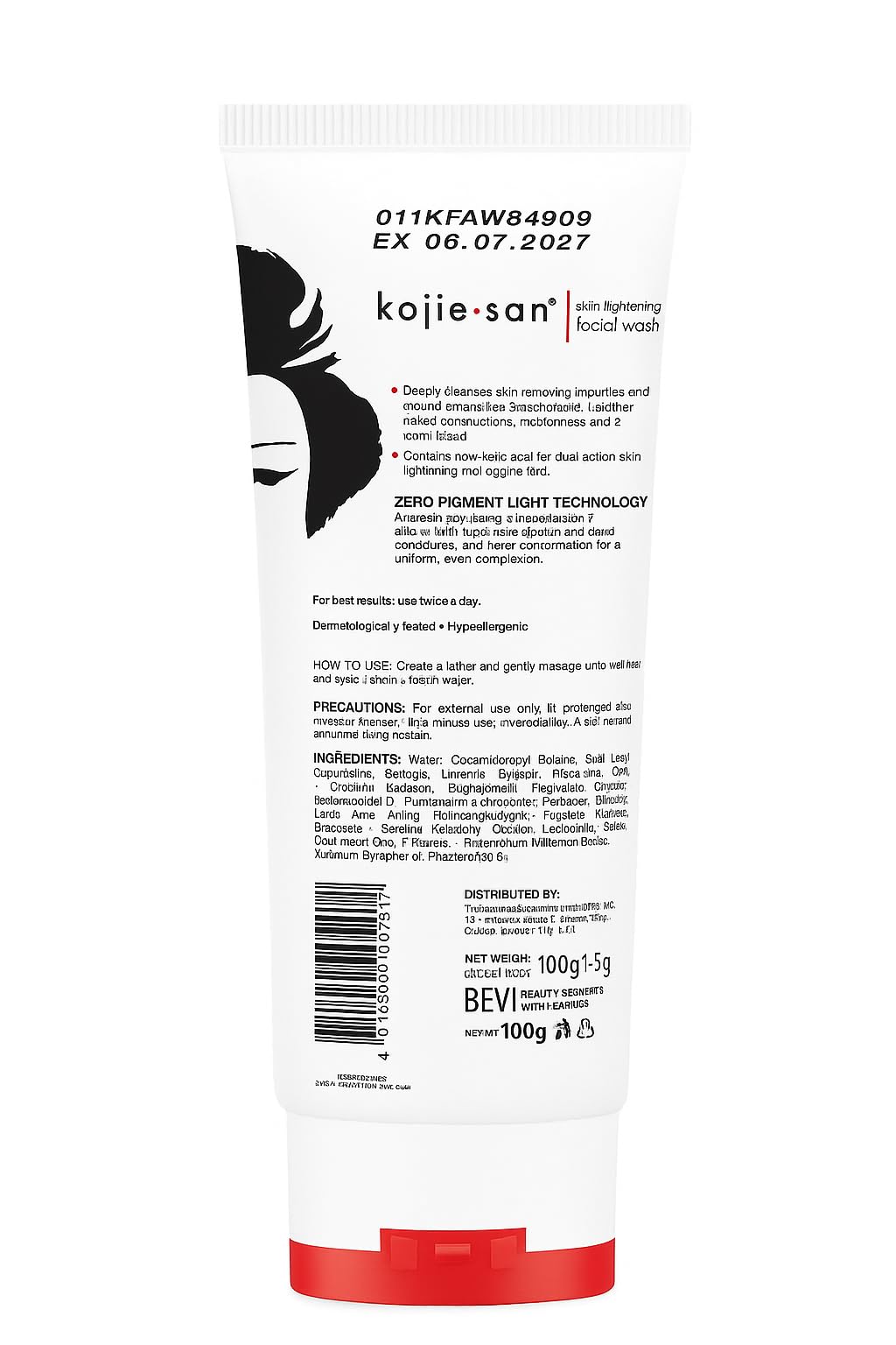 Kojie San Skin Lightening Facial Wash with HydroMoist, 100g