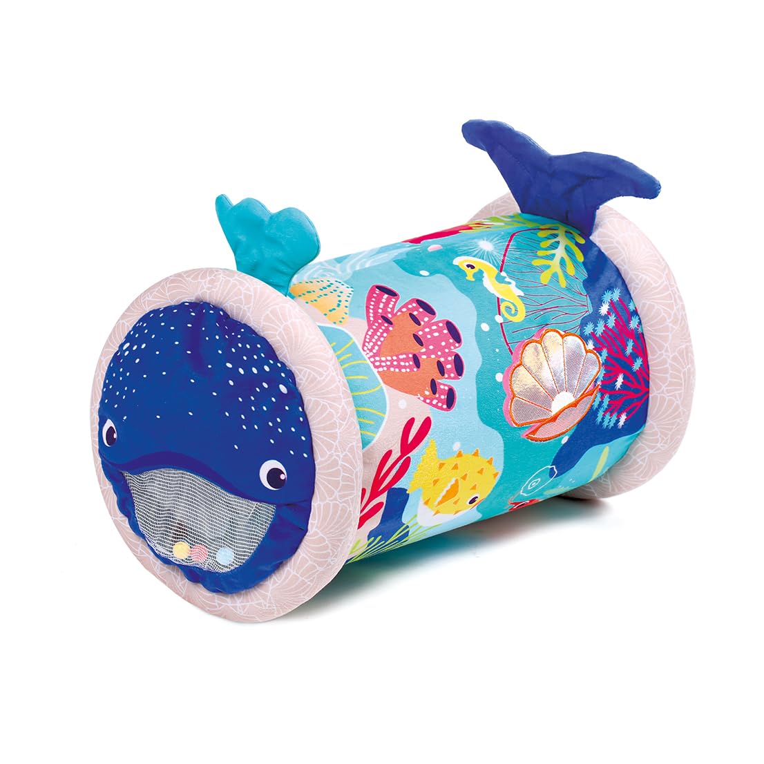 LUDI Baby Roller Whale – Inflatable Activity Roller – 6 Sensory Activities – Develops Motor Skills and Coordination – From 6 Months – 45 x 30 cm