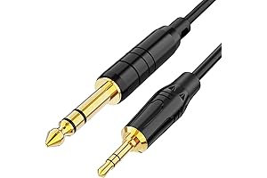 3ft 3.5mm 1/8" Male Stereo to 6.35mm 1/4" Male TRS Stereo Audio Cable
