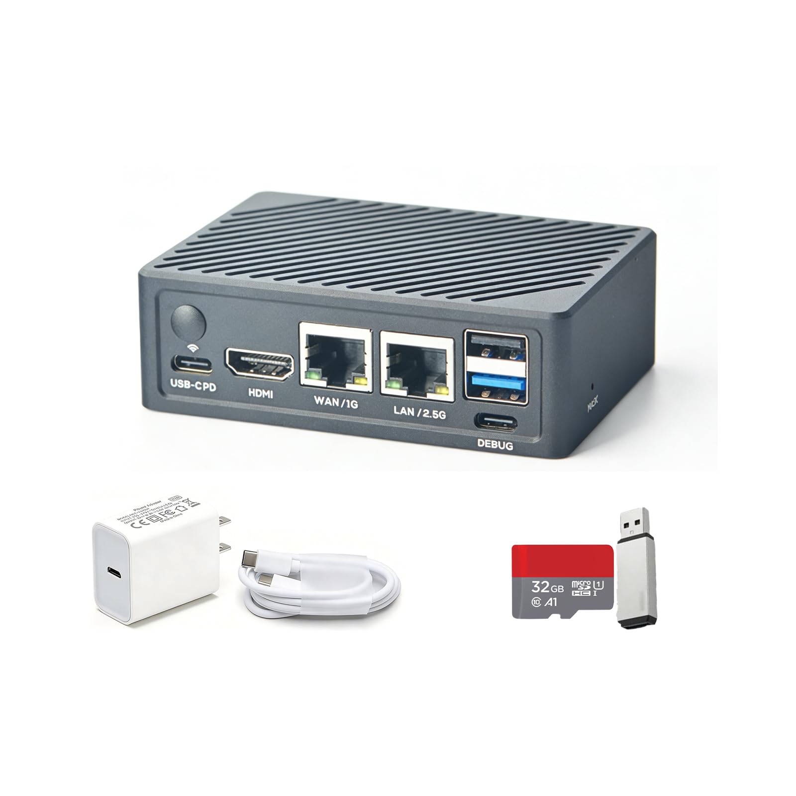 Nanopi R6C Open Source Mini Router con PCle 2,5 Gbps Ethernet LPDDR4X 8GB RAM 64GB eMMC 6Tops NPU Rockchip RK3588S SoC per NAS IOT Smart Gateway Support Debian (TF Card Kit)