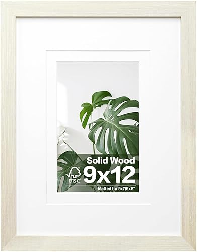 Egofine Portarretratos de 9 x 12 pulgadas, de madera maciza con plexiglás, para exhibir imágenes de 5 x 76 x 8 con paspartú o de 9 x 12 pulgadas sin