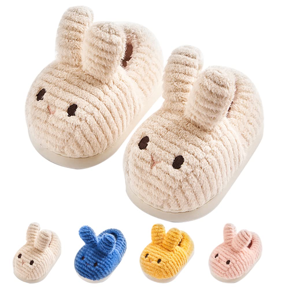 Aoikoy Toddlers Girl Boy Non-Slip House Slipper Warm Winter Slipper Cute Cartoon Bunny Rabbit Dinosaur Slippers Soft Plush Indoor&Outdoor Christmas