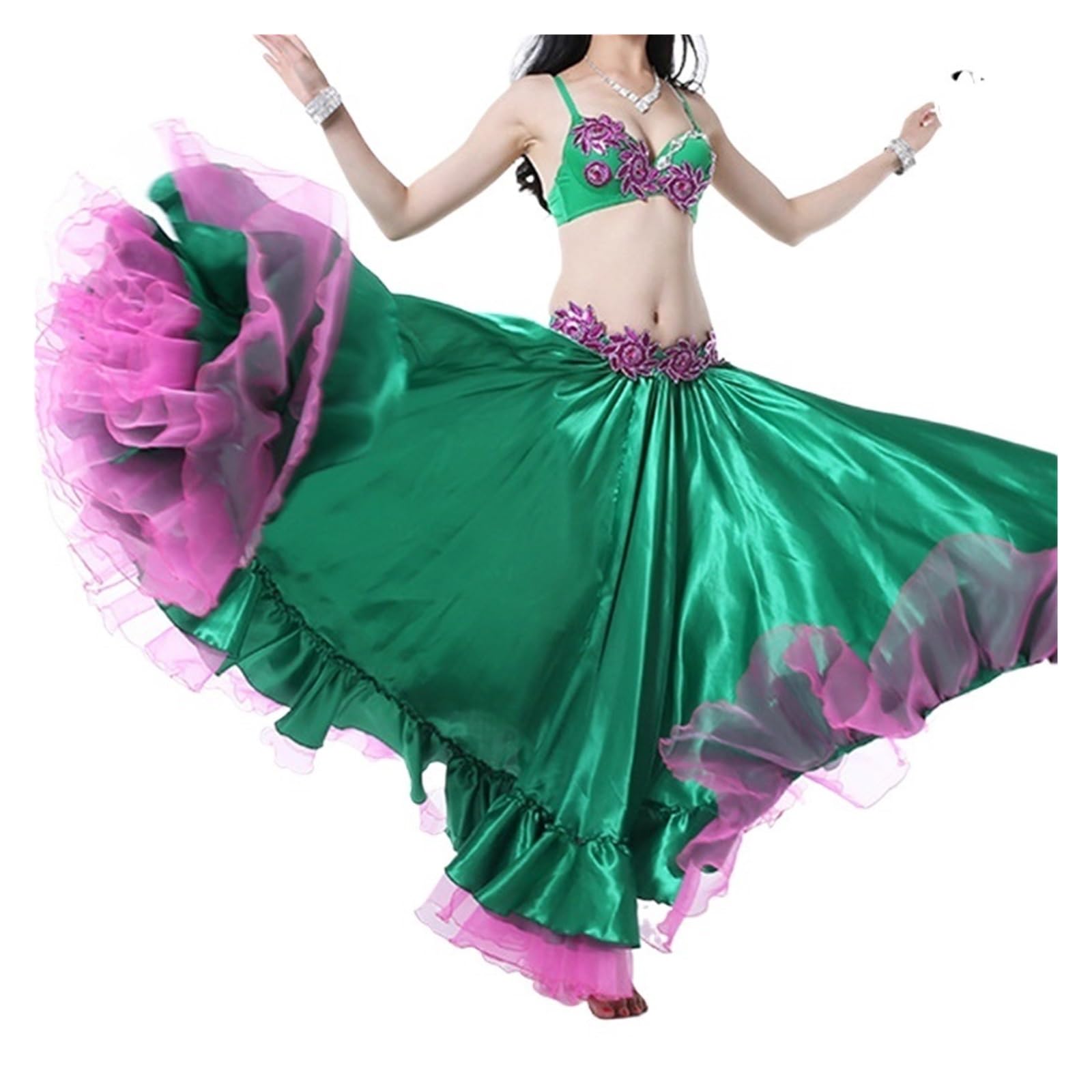 Jupe longue pour la danse, Jupe swing for femme for performance sur scène de danse espagnole et du ventre avec 180-720 degrés