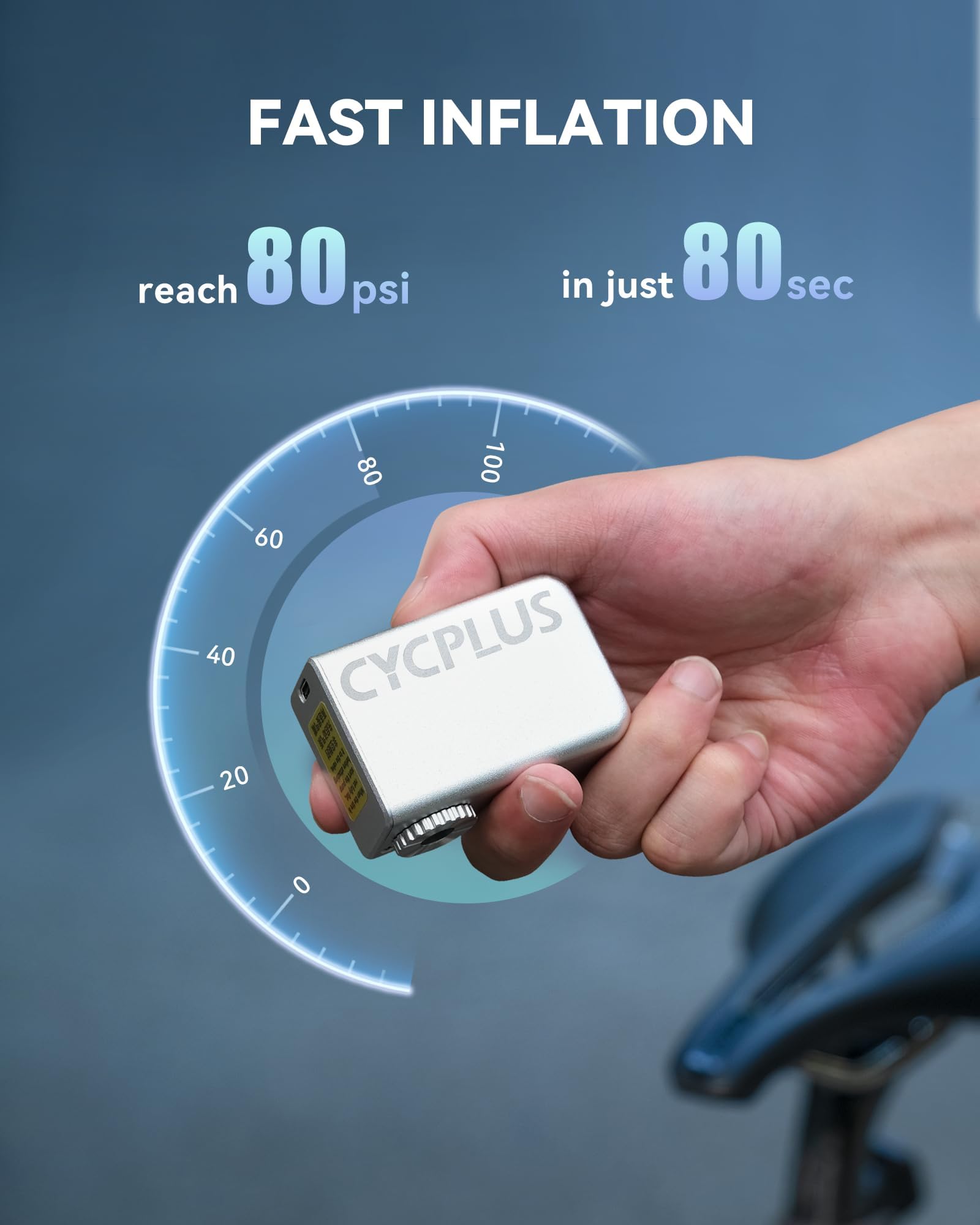 CYCPLUS Tiny Cube Bike Pump Portable Ultra-Mini 100PSI Electric