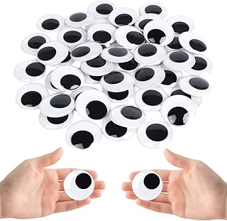 KIMOBER 2 Inches Googly Eyes for Crafts,Large Black Round Plastic Wiggle Eyes with Self-Adhesive for DIY Crafts Decoratio...