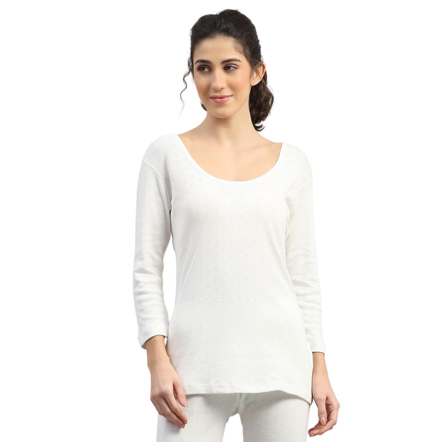 monte carlo Womens Regular Fit Solid 3/4 Sleeve V Neck Thermal Top |Women Thermal Vest for Winter | Warm Inner Wear Top for Ladies |Comfortable Body Warmer for Women's (Pack of 1)-picture-38