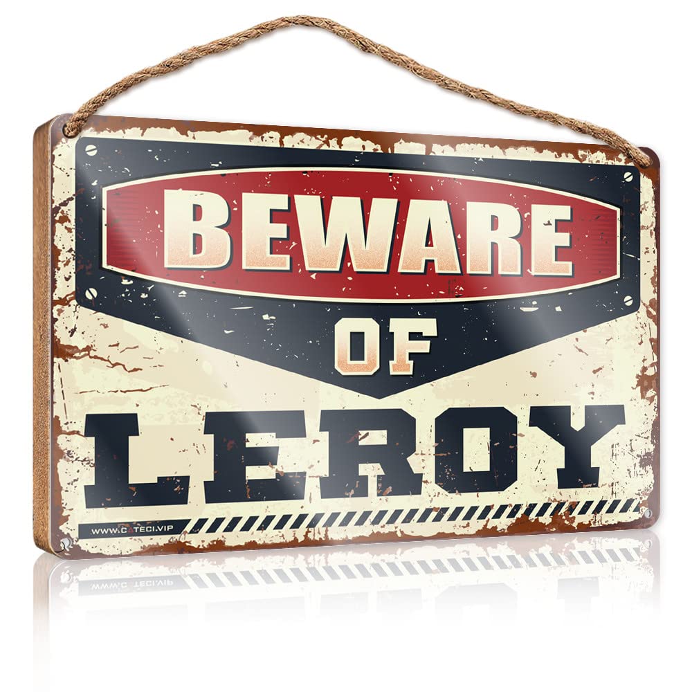 FZFN Winter Door Sign Beware Of Leroy Wooden Sign Room Decor For Men Wood Sign With Sayings(15X28CM)