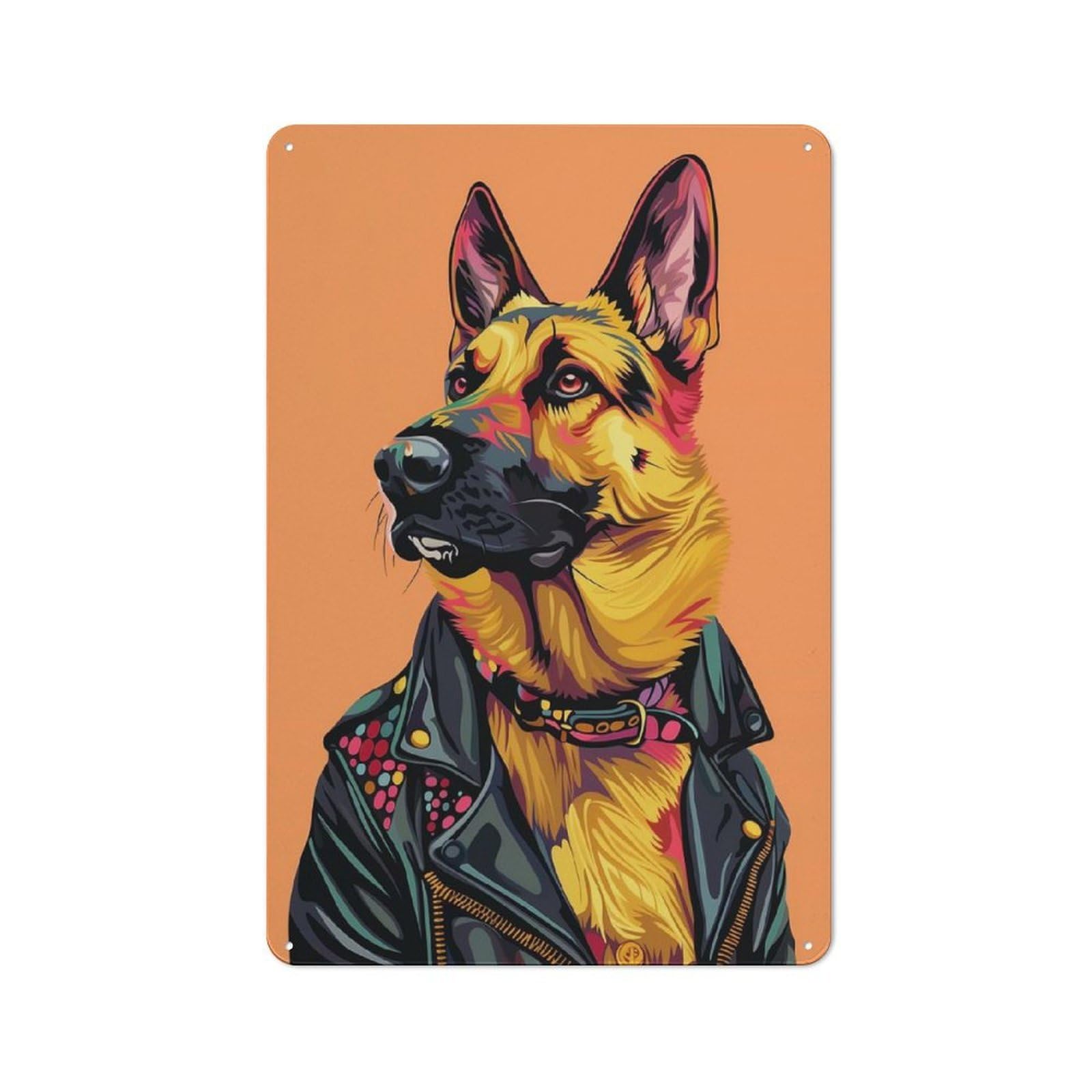 Tin Sign 30x20cm with Cool German Shepherd for Pub Or Café, Retro Decor, for Vintage Wall Decor Fans, for Cafés, Pubs And Restaurants