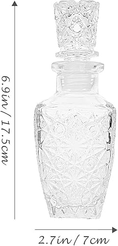 Miniatura 2 de Decantador de vidrio con tapón geométrico hermético Decantador de whisky Decantador de botella de vidrio para vino Bourbon Brandy 8.5 fl oz