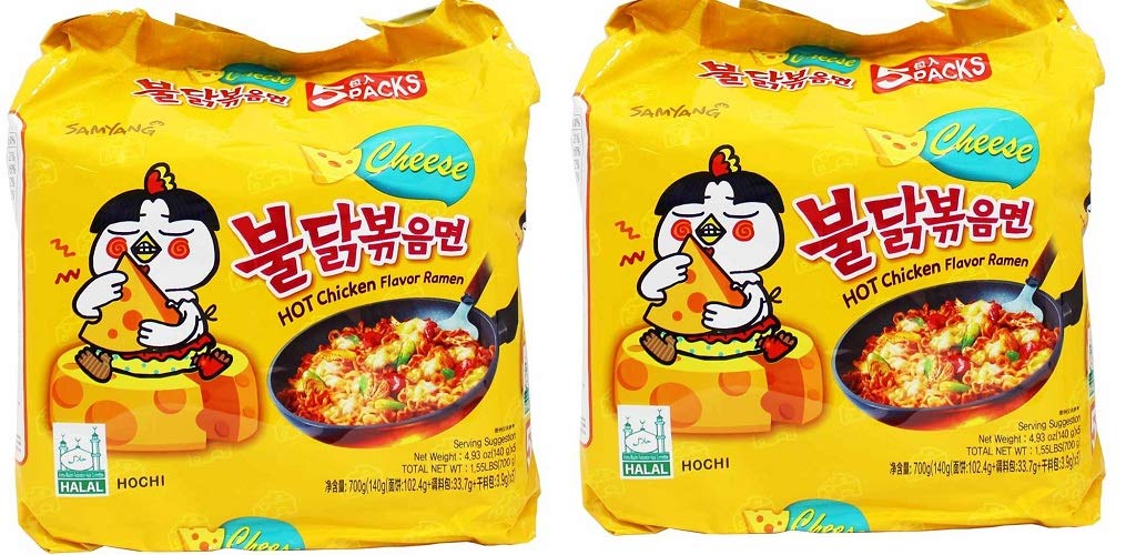 Sam Yang Buldak Cheese Hot Chicken Flavour Ramen Instant Korean Noodles-140Gm*10Pack (5Pack X 2Combo) (Imported)