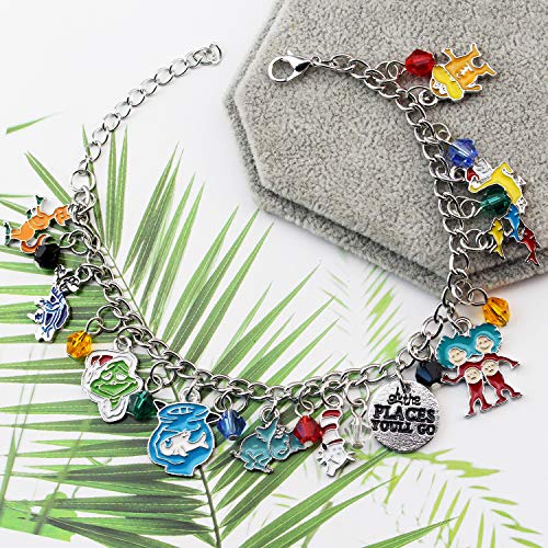 Dr. Seuss Cat in the Hat Classic Cartoon Charm Bracelet w/Gift Box Movies Premium Quality Cosplay Jewelry Series Christmas Gift2