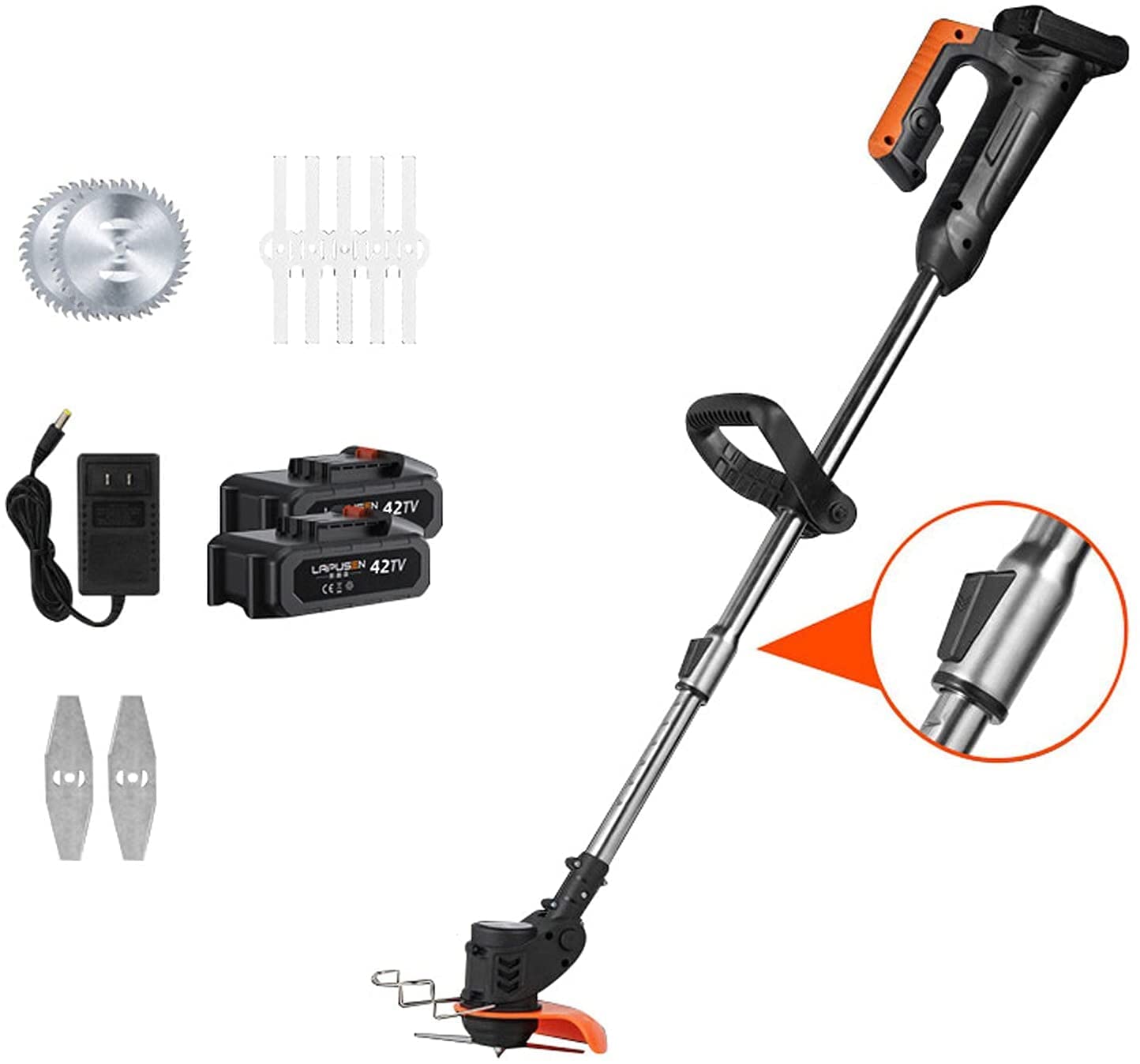 Tosaerba con Manico a U da 1800 W: Portatile, Alimentato a Batteria e Dotato di Lame in Metallo