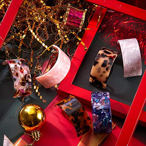 6 Pieces French Hair Barrettes Clip For Women Rectangle Ponytail Hair Barrette Semi Circle Spring Ponytail Tortoise Shell Hair Clip For Women Girl Ladies, Automatic Hair Clip Snap (Elegant Pattern) #TOP6