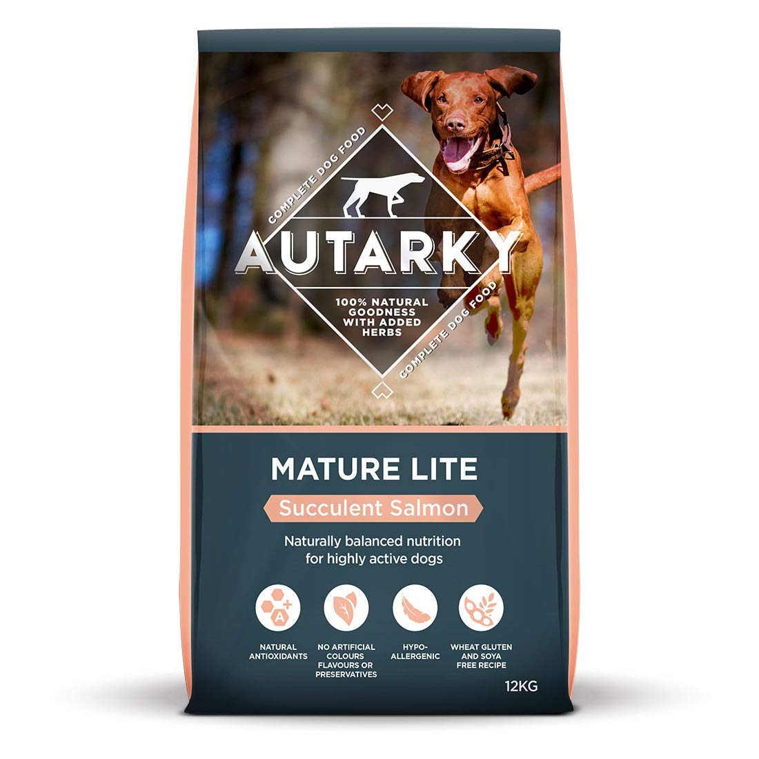 Autarky Hypoallergenic Mature Lite Succulent Salmon Dry Dog Food for Senior Dogs, 12 kg
