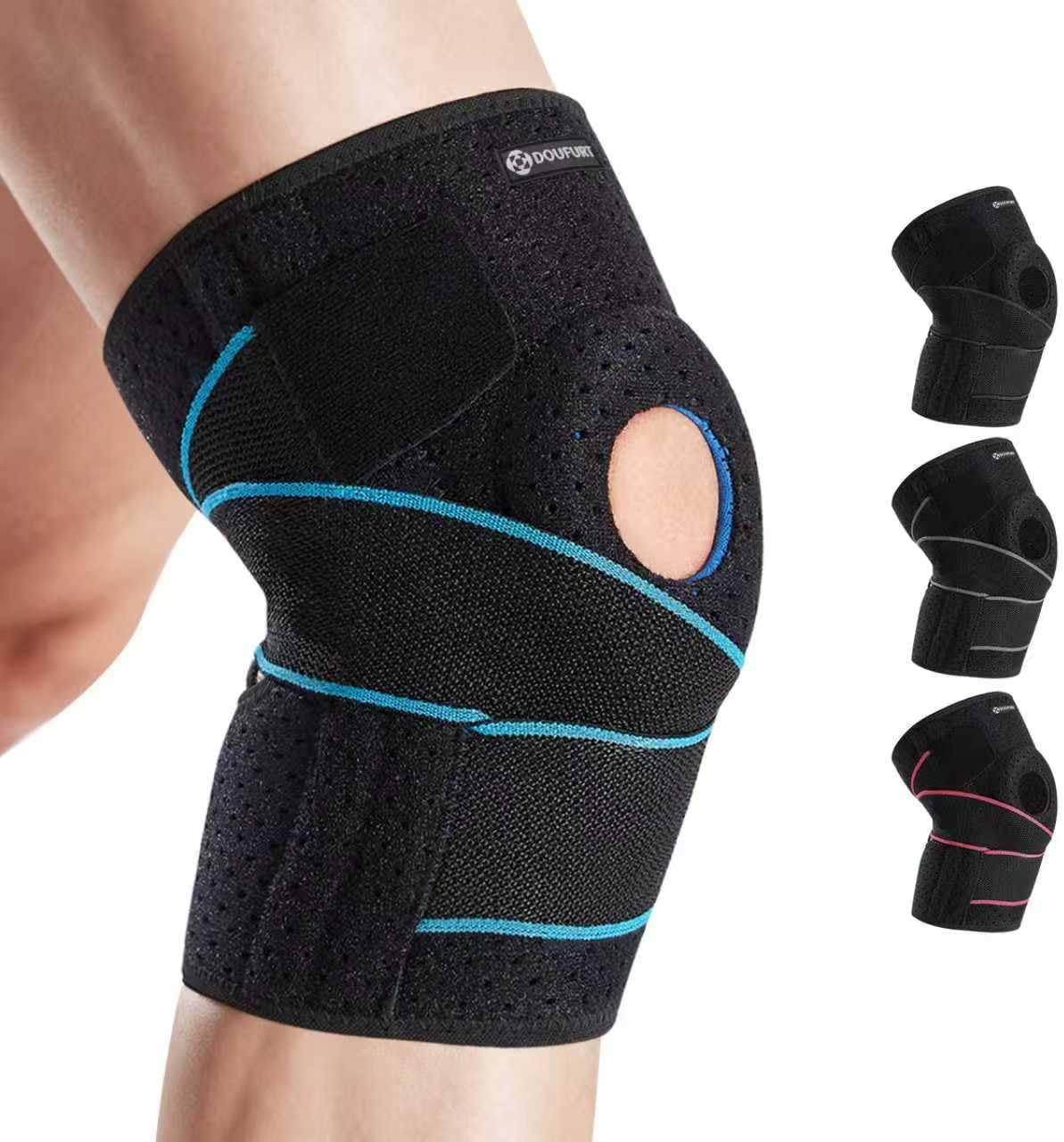 DOUFURT Knee Brace for Women & Men Meniscus Tear, Plus Size Knee Braces for Knee Pain Relief, Arthritis, Compression Knee Support Side Stabilizers