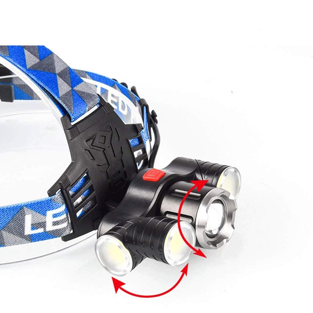 MyrRhe Linterna Frontal LED Recargable por USB Adultos, Camping, Actividades al Aire Libre y Trabajo con Casco