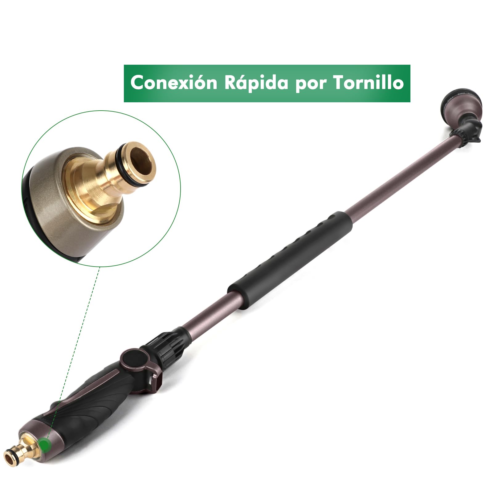 RESTMO 92 cm Lanza de Riego para Jardín de Metal, Largo Ultra Pistola de Riego con Cabezal Giratorio a 180°, 10 Modos de Pulverización Ajustable, Ideal para Macetas Colgantes y Arbustos, Negro