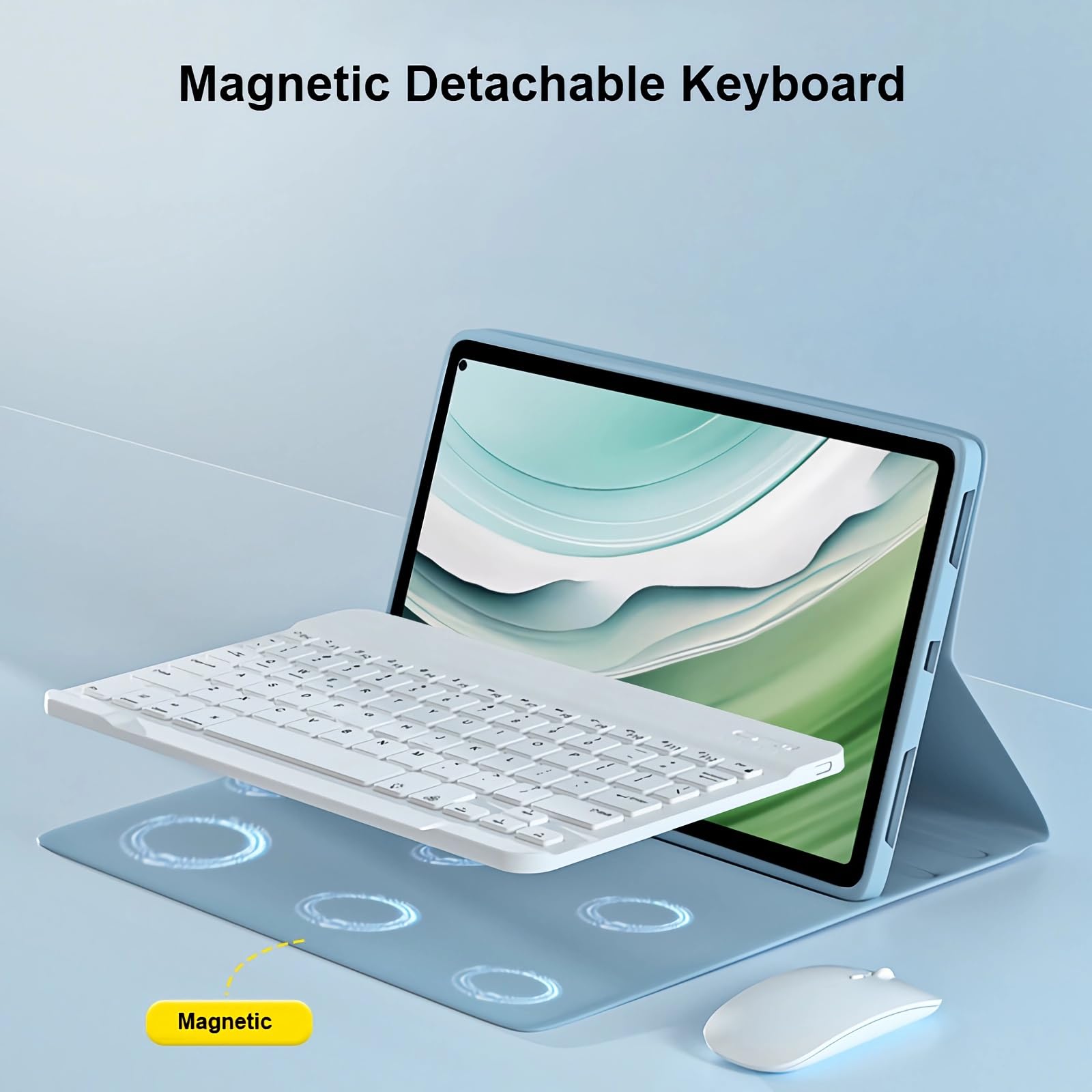 Etui z klawiaturą do HUAWEI MatePad Pro 13.2, Magnetyczna Odłączana Podświetlenia Klawiatura Bezprzewodowa z Myszą Bluetooth,Purple