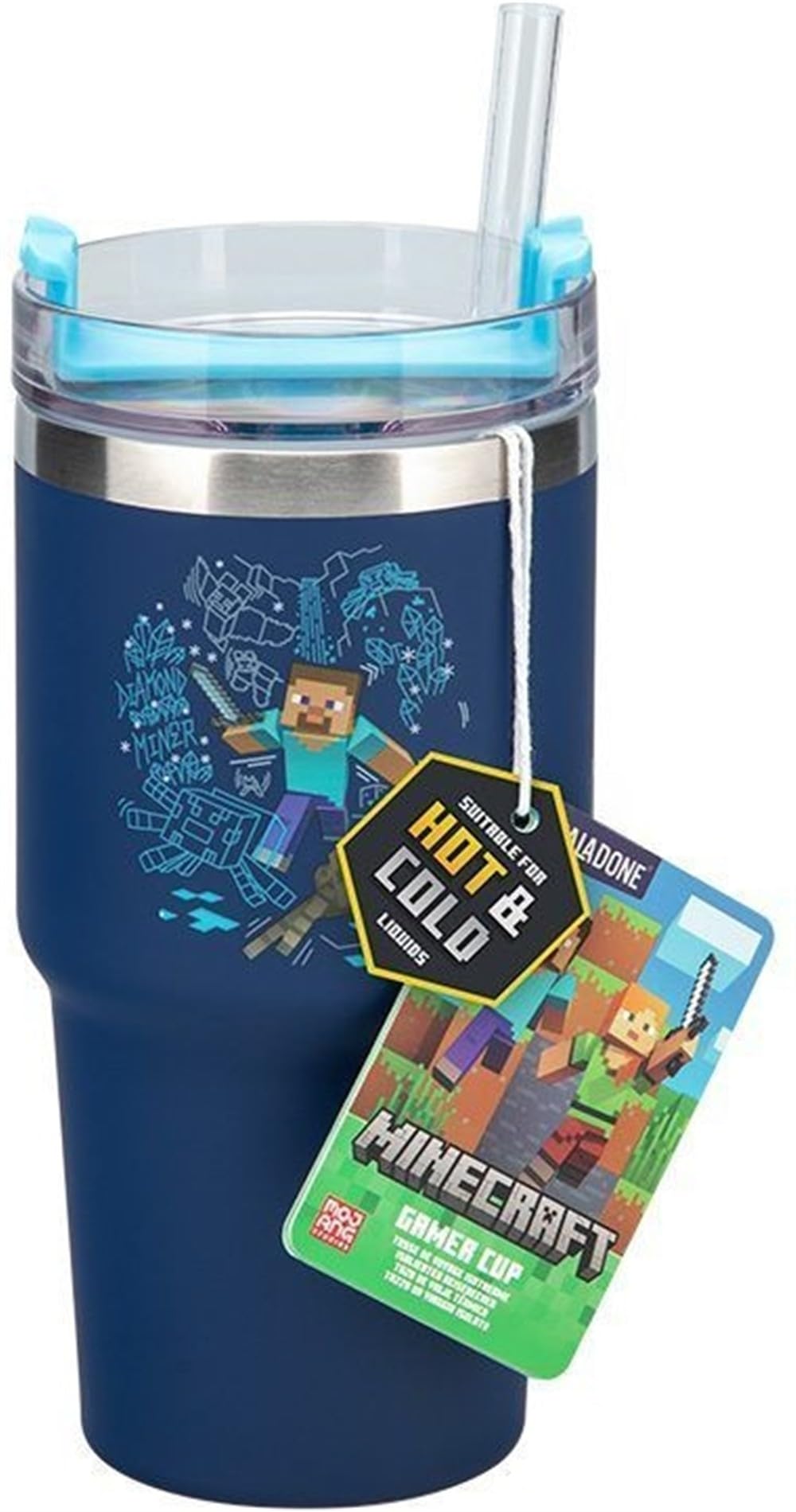 Amazon.com: Paladone Minecraft 600ml Blue Insulated Gamer Cup and