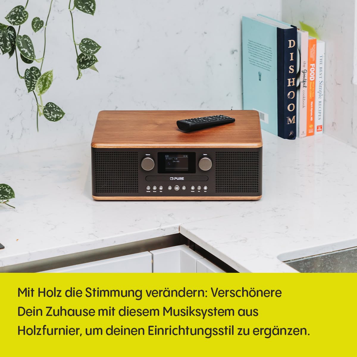 Pure Classic C-D6 CD-Player mit DAB+ Digitalradio & UKW, Bluetooth 5.3 Stereoanlage 2x15W, USB & AUX, 2,4 Zoll TFT-Farbdisplay, Fernbedienung, Kaffeeschwarz/Walnuss