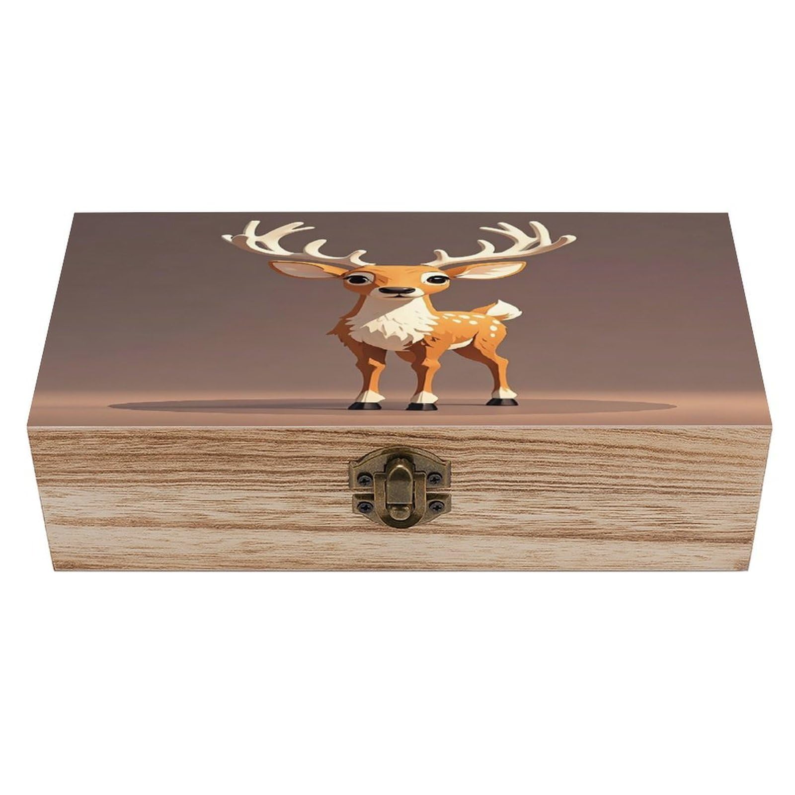 FekiLoot Deer Wooden Storage Box Exquisite Wood Keepsake Box Vintage Wooden Gift Jewelry Case for Crafts And Photo Storage Boxes
