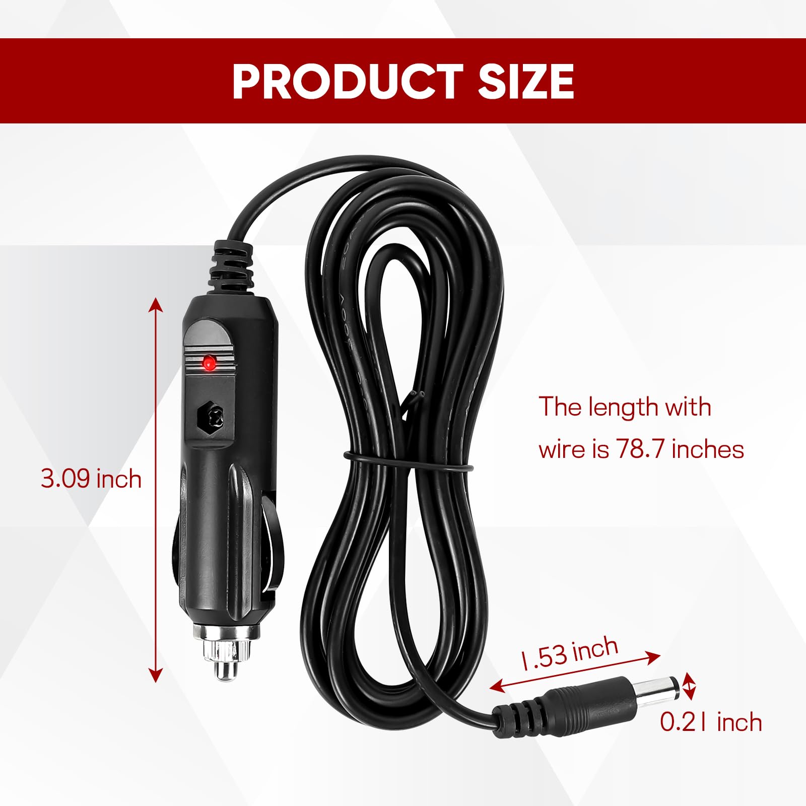 Adattatore per caricabatterie da auto DC 12 V, cavo adattatore per accendisigari da 12 V-24 V, cavo di ricarica maschio per accendisigari, cavo di ricarica per audio, lettore DVD portatile