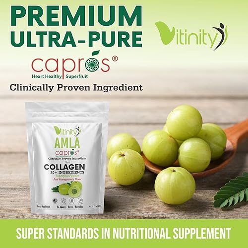 Miniatura 6 de VITINITY AMLA SUPERFOOD - Polvo de colágeno con 20 ingredientes clave (tipo 1 y tipo 3) con ingrediente clínicamente probado (AMLA) para adultos,