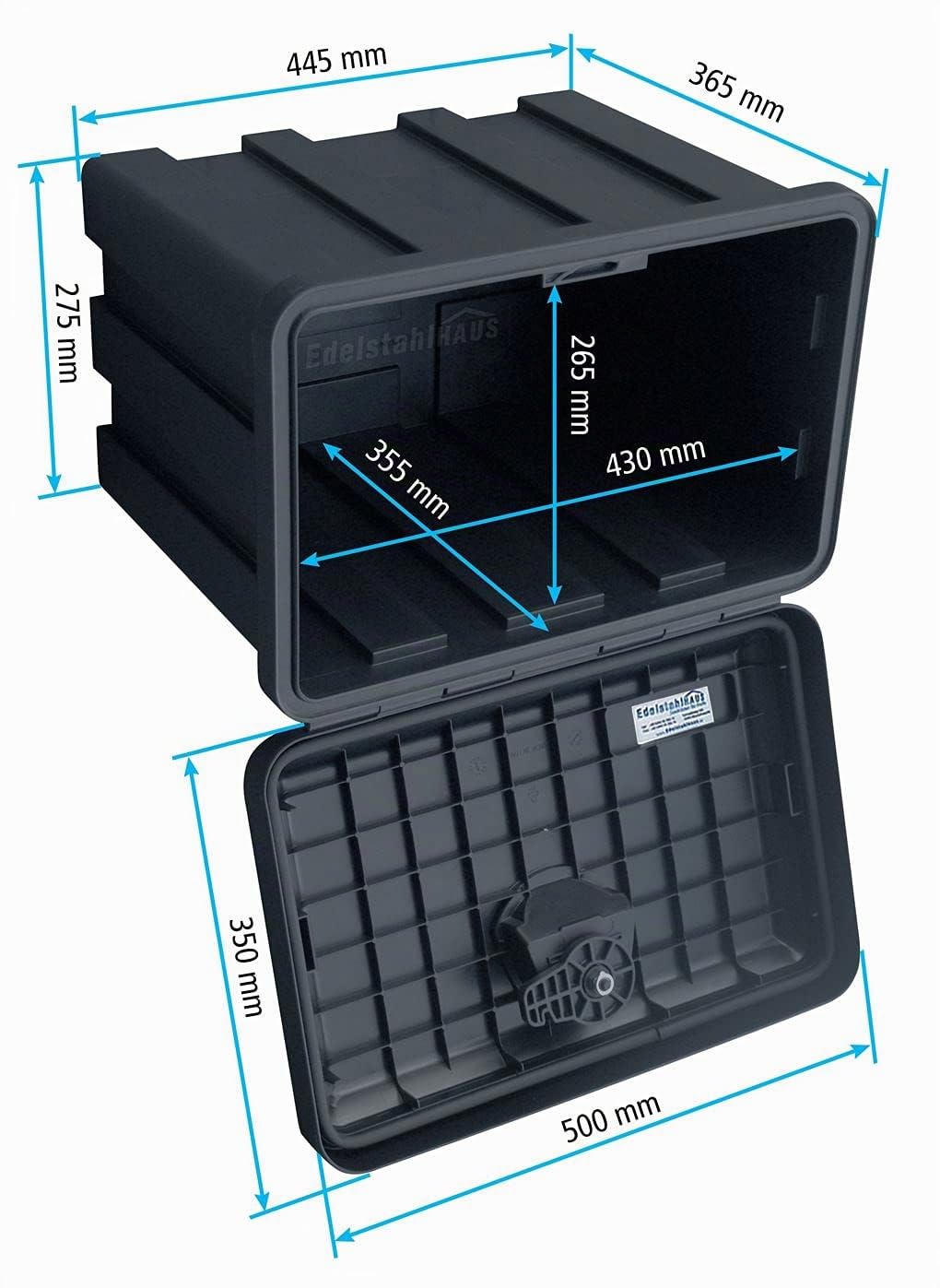 Daken J041+VH401 Boîte de rangement pour camion 500 x 350 x 400 mm + support vertical