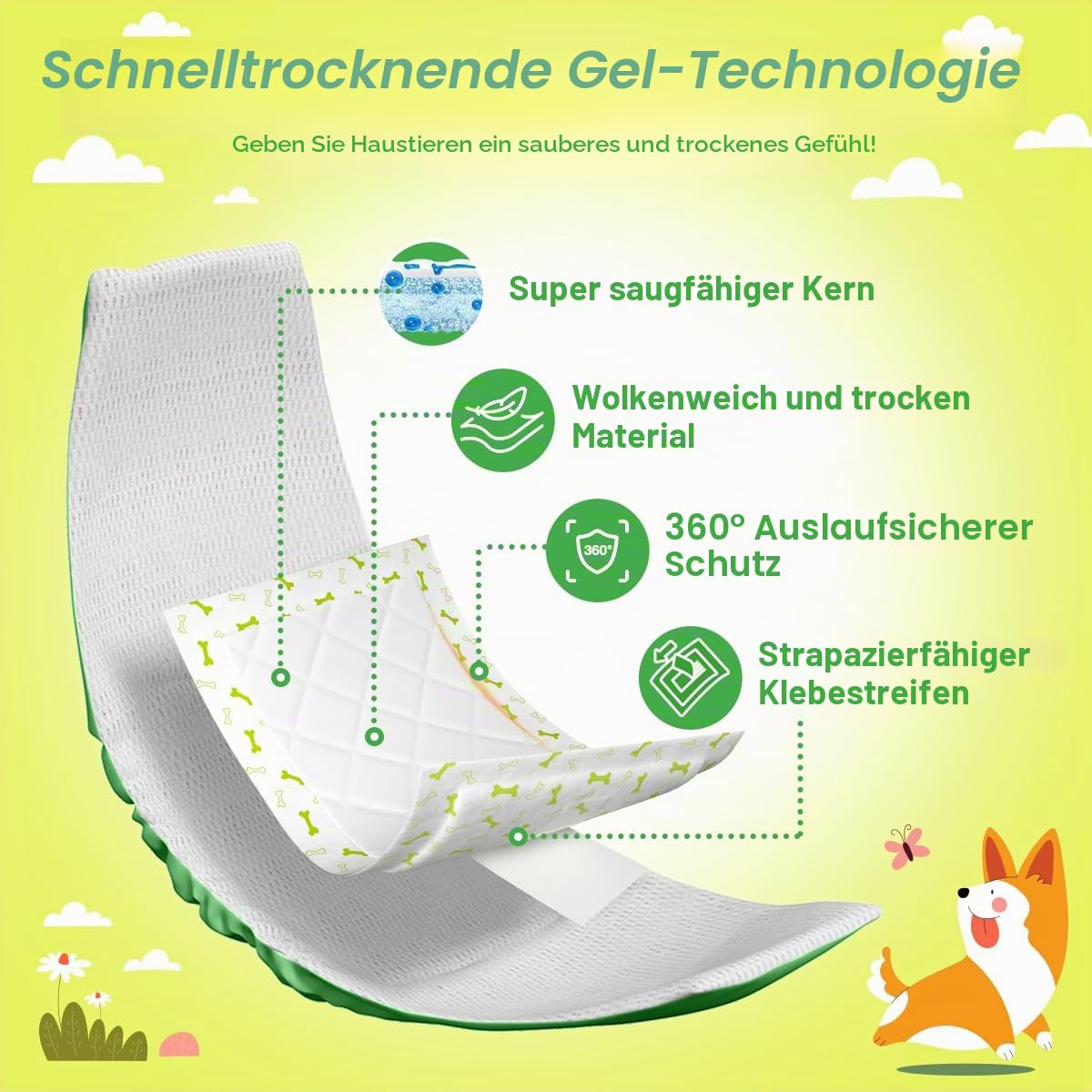 Dono Hundewindeln für Rüden und Hündinnen, Hundewindeleinlagen Ultra-absorbierend, 150 Stück