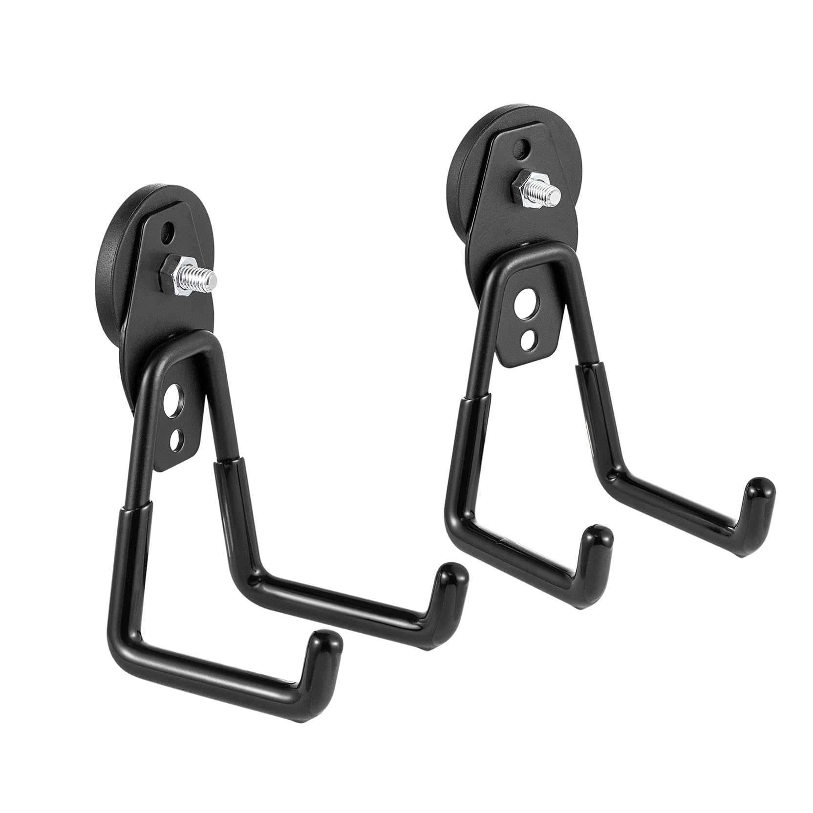 Crochets magnétiques forts, 2 paquets Hooks aimants utilitaires de stockage lourd avec revêtement antidérapant pour accrochage intérieur et extérieur (Noir)