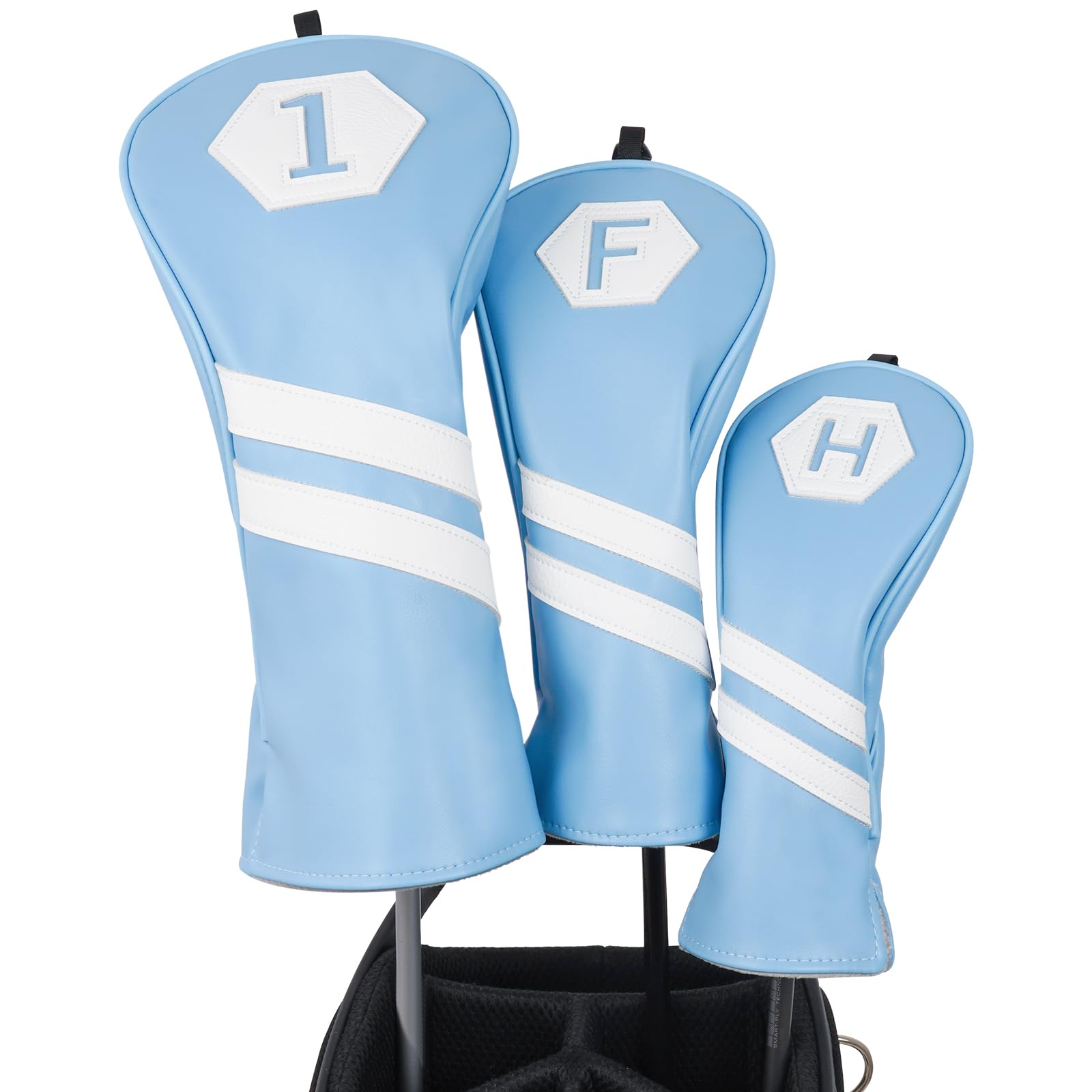 Fundas para cabeza de palo de golf de madera para conductor/Fairway/Hybrid/1FH piel sintética azul claro